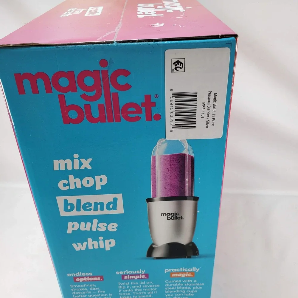 Magic Bullet Personal Blender Silver MBR-1101 11 Piece Set 250W NEW
